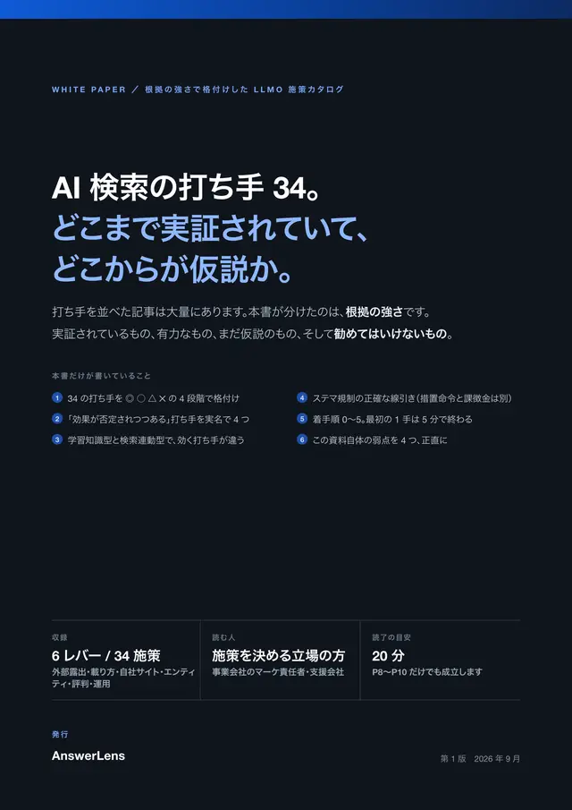 資料「AI 検索の打ち手 34」の表紙